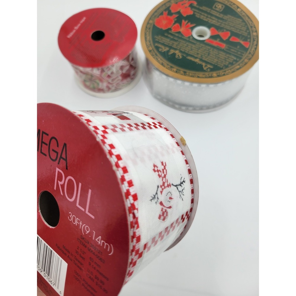 Christmas Ribbon Variety Of Different Themes & Sizes (LotOf 5)‎ - Picture 4 of 7